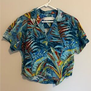 Vintage JAMS WORLD Kamuela CROP TOP Sz-XS Button Up Tropical Floral Print Beach